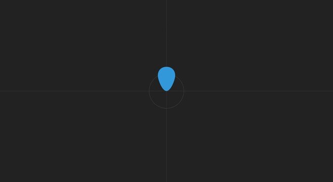 Minimalist blue map pin animation on dark animation background, location geolocation