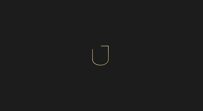 Minimalist gold letter j animation on dark animation background luxury