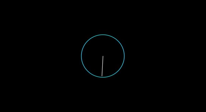 Minimalist loading spinner animation with rotating clock hand animation