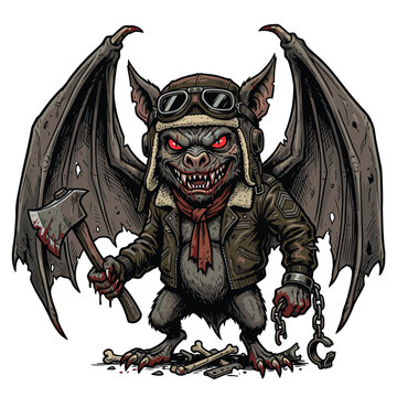 a cartoon image of a scary bat for t-shirt | ein Cartoonbild einer gruseligen Fledermaus f&uuml;r ein T-Shirt
