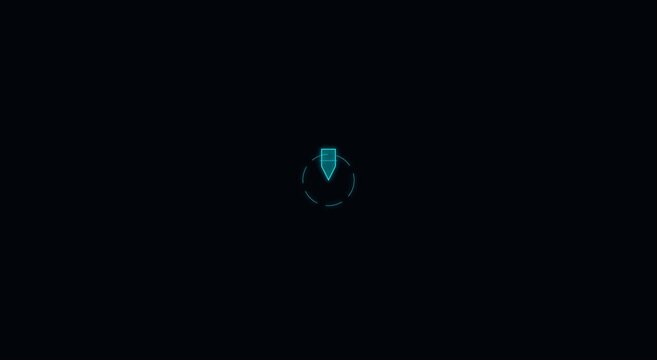 Neon digital map pin animation with pulsing hud interface animation