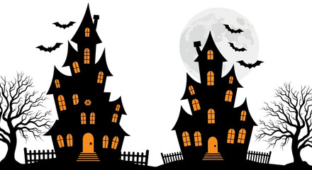 haunted house with bats © Bidyut