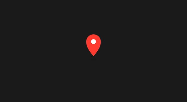 Red map location pin animation on dark animation background, for navigation and, travel ui