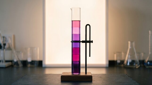 Potassium Permanganate Concentration Gradient in Layered Glass Cylinder
