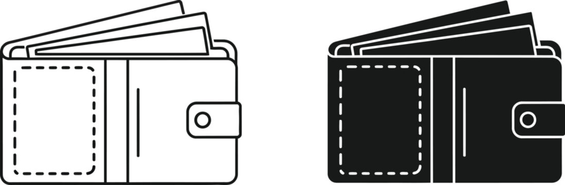 Wallet with cash and card slots open