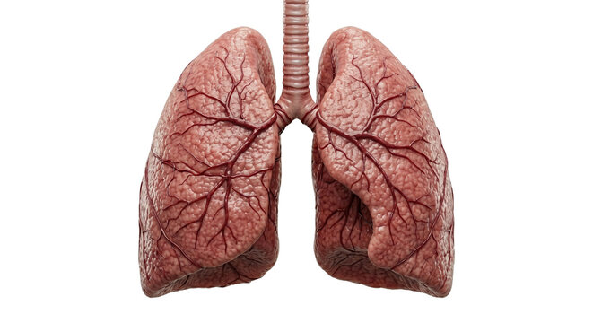 Healthy human lungs anatomy with detailed bronchial network
