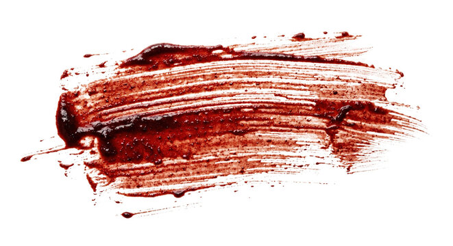 Textured red bloody paint smear and messy brush stroke