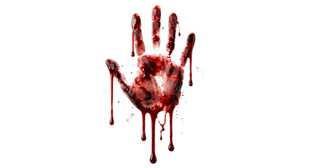 Creepy red bloody handprint with thick dripping liquid © shuphanida