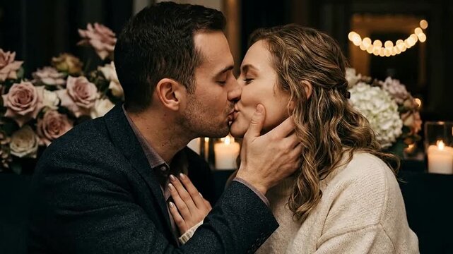 Romantic Couple Sharing Intimate Moment in Cozy Ambiance
