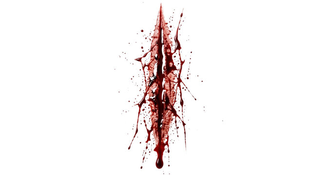 Deep bleeding vertical slash wound on human flesh