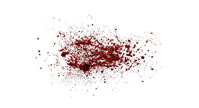 Violent red blood liquid spray splashing horizontally
