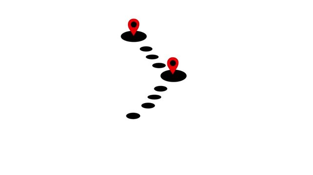 Milestone icon animation with four checkpoints along a disc-shaped path, symbolizing progress tracking. Map pin icon. location icon suitable for motion graphics about GPS, road markers, and travel.