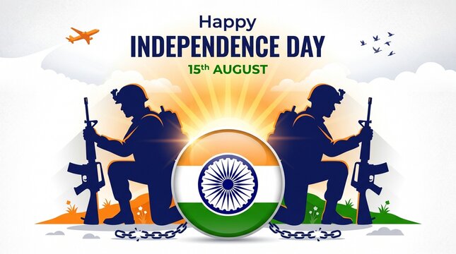 Indian Independence Day Creative Design concept 15th August, Indian Army, celebrating the victory of the Indian Army on Republic Day, Amar Jawan Jyoti. Kargil Victory Day. Indian Army Martyrs ... 