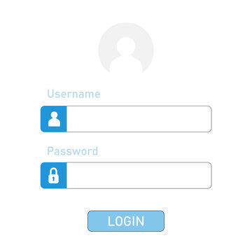 Username and password input - account sign in or user login screen online. User authorization interface elements.