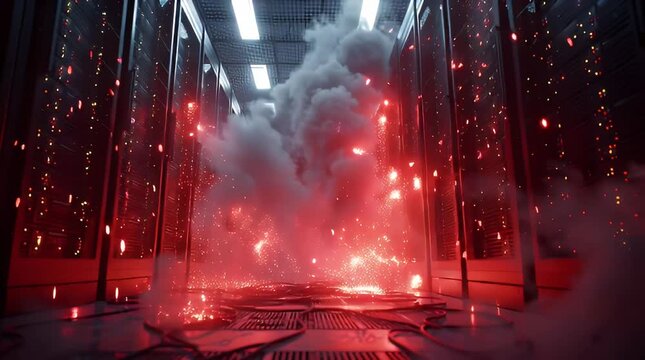 Server Room Explosion and Emergency Fire in High Tech Data Center