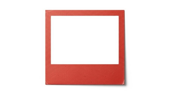 Red vintage instant photo frame isolated on white background