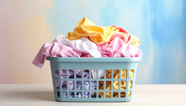 Laundry Basket Full of Colorful Clothes