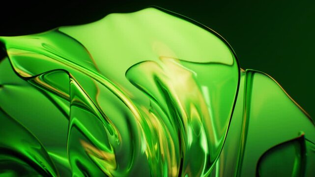 Flowing transparent green multilayer cloth background, 3d rendering.