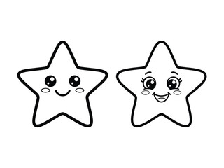 Fototapeta premium Cute cartoon star characters with smiling faces