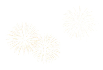 Fototapeta premium Golden fireworks explosion with glowing sparks and festive light trails isolated on a transparent background.