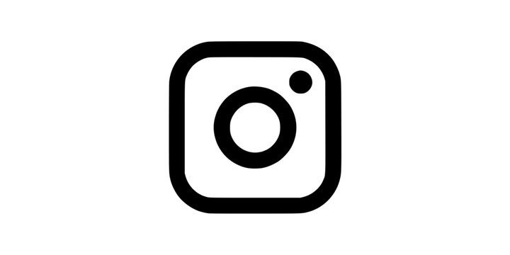 Instagram Logo with a Camera Icon and a Dot on a Square Background Featuring Social Media, App, Black with White and Photography Elements