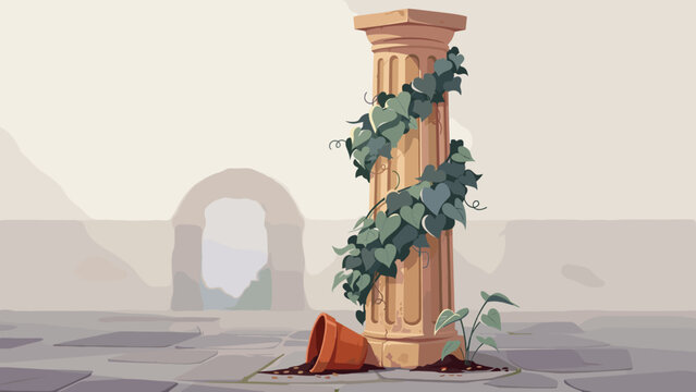 Living ivy winding tightly around an ancient weathered stone pillar &ndash; Great for marital loyalty blogs, long-lasting partnership campaigns, or architectural restoration ads.
