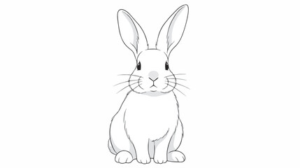 Fototapeta premium Cute Rabbit Bunny Animal Minimal Line Art Wildlife Illustration