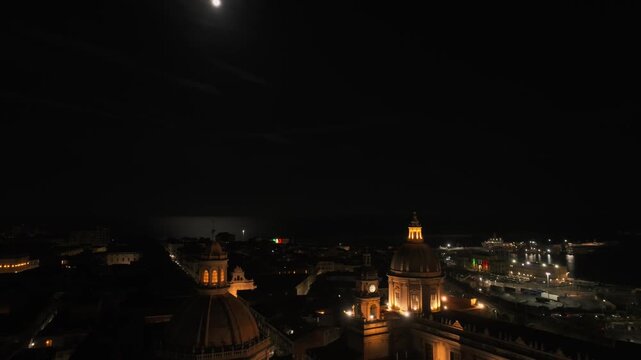 Basilica Cattedrale di Sant'Agata drone aerial and the Badia di Sant'Agata domes in Catania, Italy