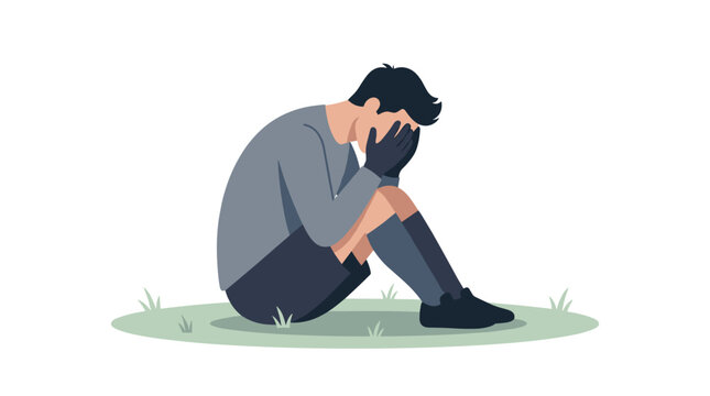 Devastated professional football player sitting on the field after a difficult loss during a championship match with football devastated emotions disappointment frustration