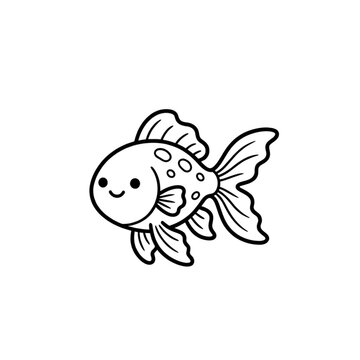 Cute fish Outline Vector Illustration