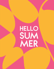 Abstract colorful graphic design with the words hello summer and organic shapes © mstMazeda