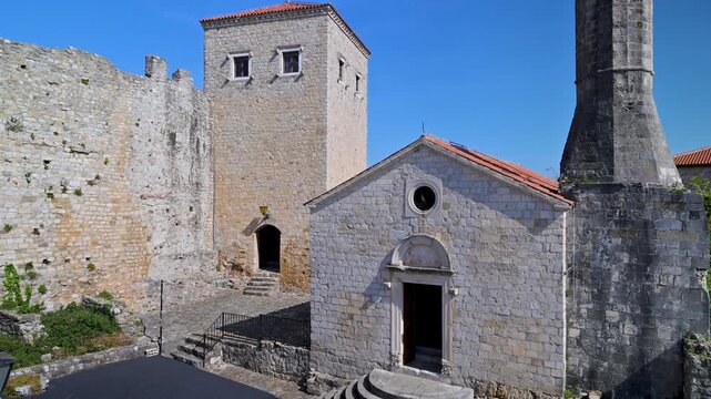 Ancient stone church and fortress in Ulcinj, Montenegro