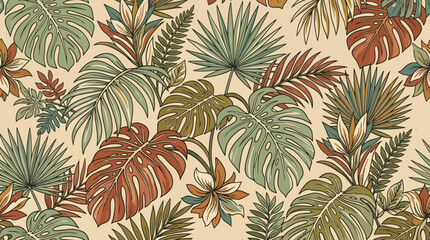 Tropical Leaf Pattern: Exotic Botanical Print with Vintage Vibe © galerymaregi