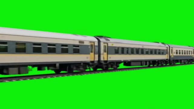 Side View Moving Train Green Screen Animation