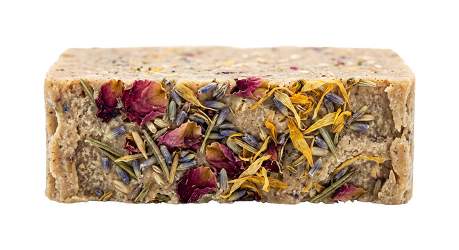 Handmade Herbal Soap Bar: A meticulously crafted bar of handmade soap infused with fragrant lavender, rose petals, and other botanicals, promising a luxurious and natural bathing experience.