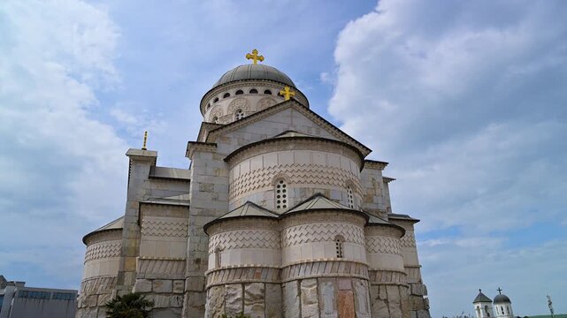 Low angle shot of the Cathedral of the Resurrection of Christ in Podgorica