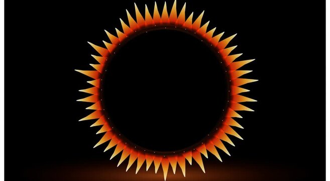Abstract glowing sunburst ring animation with radiant orange light rays animation