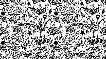 Seamless graffiti pattern with urban street art tags and symbols © Tembok