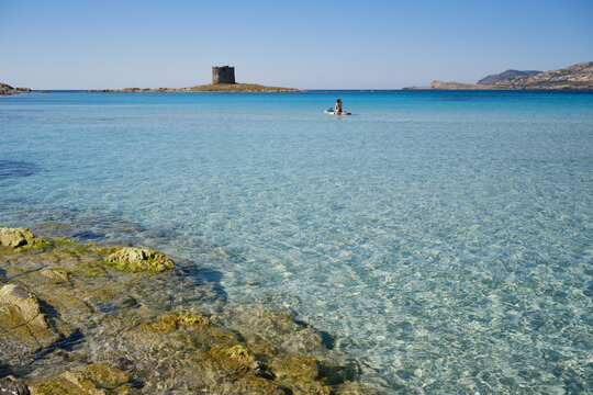 La Pelosa beach with its turquoise waters, Sardinia, Italy