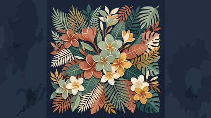 Tropical Floral Arrangement with Exotic Leaves and Flowers © SyeilavinaIsna