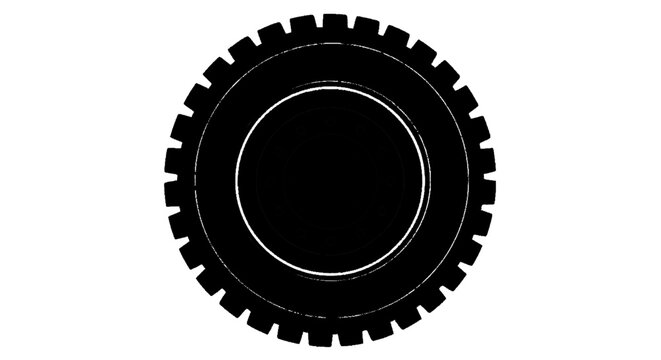 Minimal black silhouette icon, simple flat vector, bold black shape, no, no shading black silhouette of a heavy duty truck tire on a, flat icon style