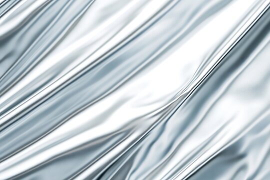 Abstract texture of flowing silvery fabric under soft ambient lighting