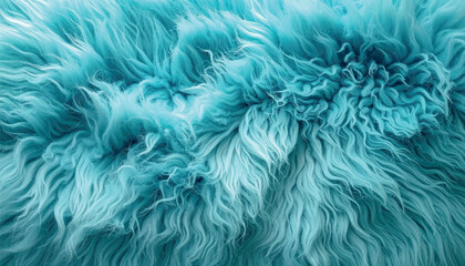 Cyan faux fur texture background vector. Seamless blue realistic fluffy animal skin pattern, soft hairy curly shaggy wool fleece wallpaper. Perfect for luxury fashion textiles, cozy backdrop. © Bediha Duru Öksüz