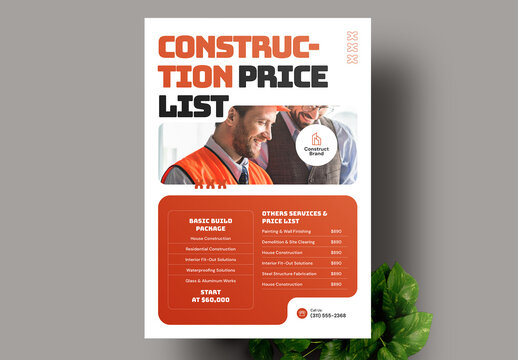 Modern Construction Services Flyer Layout