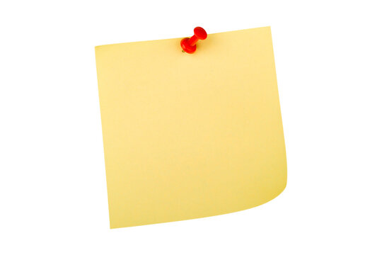 A yellow sticky note pinned to a white background