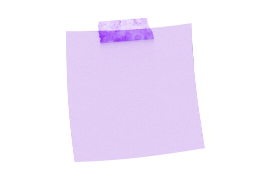 A blank sticky note attached with purple tape, ready for any message