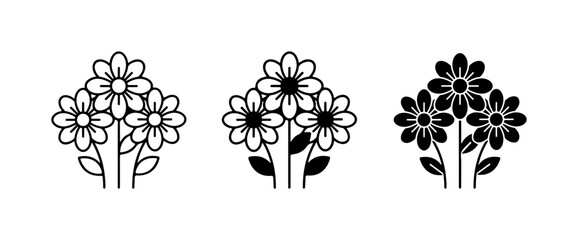 Fototapeta premium Floral Icons, Daisy Vector Graphics, Simple Flower Illustrations