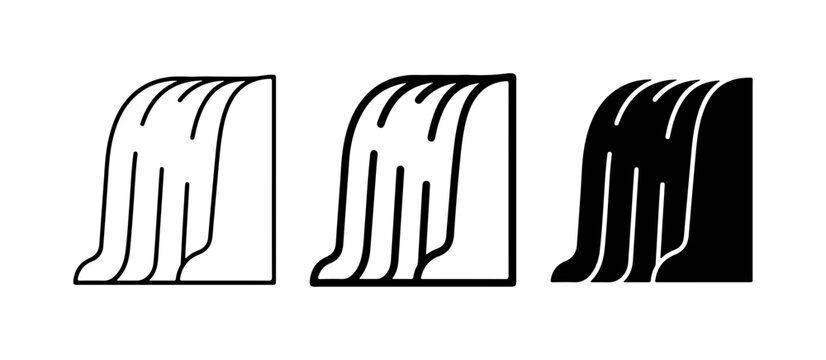 Waterfall Icons Set, Nature Landscape Graphics, Water Flow Symbols