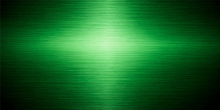 Abstract green metallic striped background with brushed steel texture and gradient reflection wallpaper design