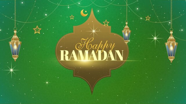 Luxurious green and gold Happy Ramadan celebration background